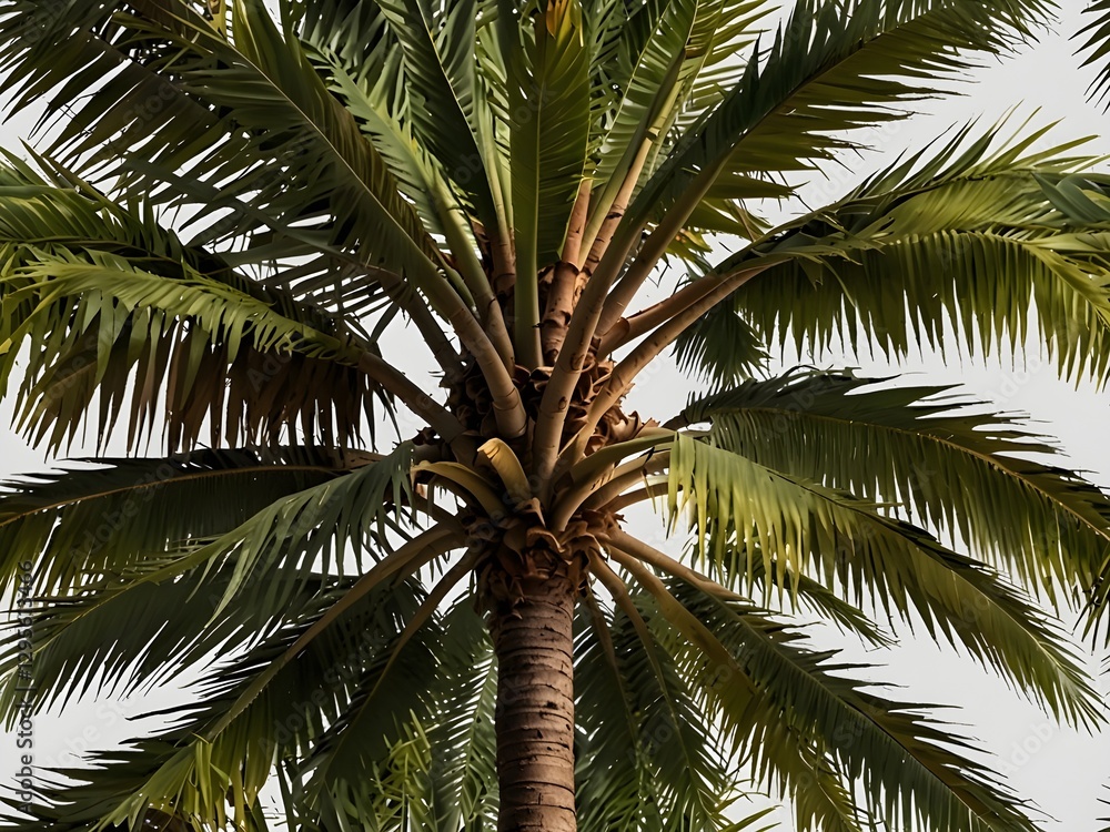 Fototapeta premium High-Resolution Isolated Tropical Palm Tree Cutout with Detailed Leaves and Textured Trunk