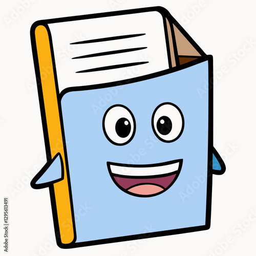 Happy cartoon book character smiling