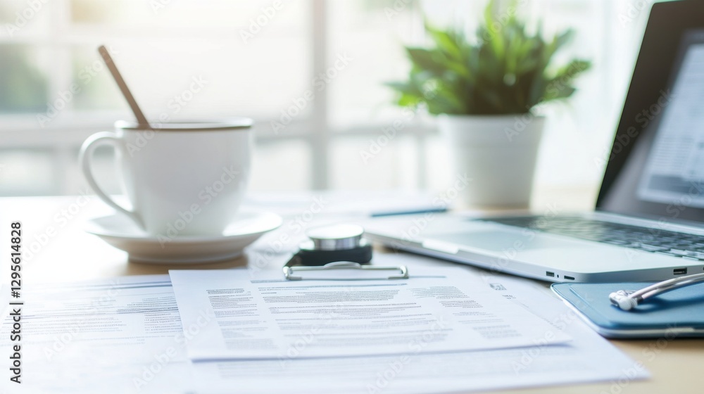 Medical debt planning in a simple office. Featuring financial organization and clarity Medical debt planning in a simple office. Featuring financial organization and clarity