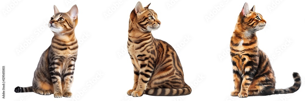 Fototapeta premium Collection of cats isolated on transparent background. PNG. Generated AI.