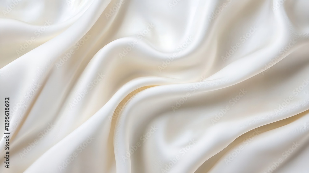 Fototapeta premium Luxurious smooth silk fabric flowing gracefully creating soft and elegant folds in a pristine white color : Generative AI