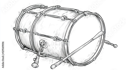 Dynamic bass drum performance music venue illustration artistic environment side view percussion concept for musicians