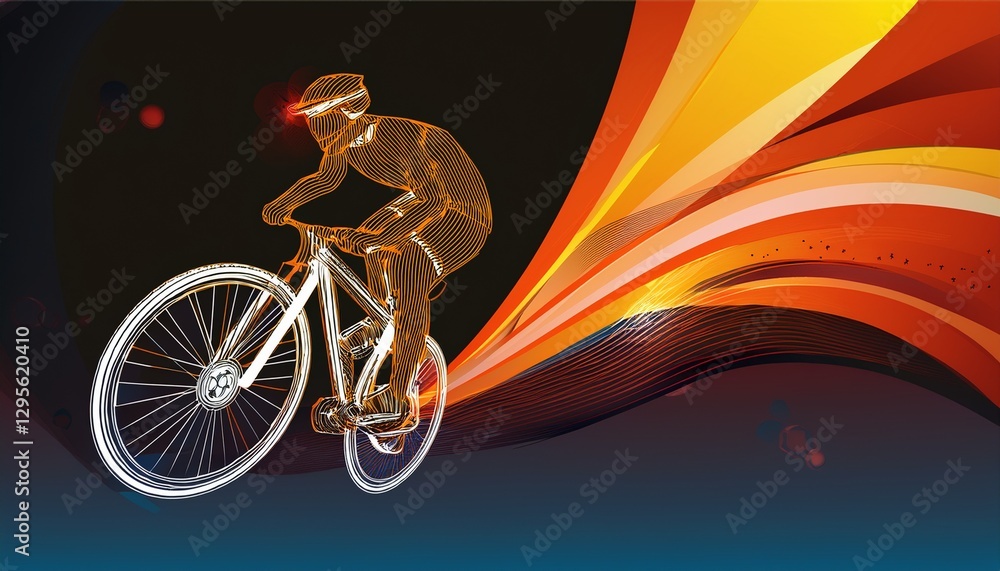 Fototapeta premium Cyclist abstract background, vector illustration. Generated image