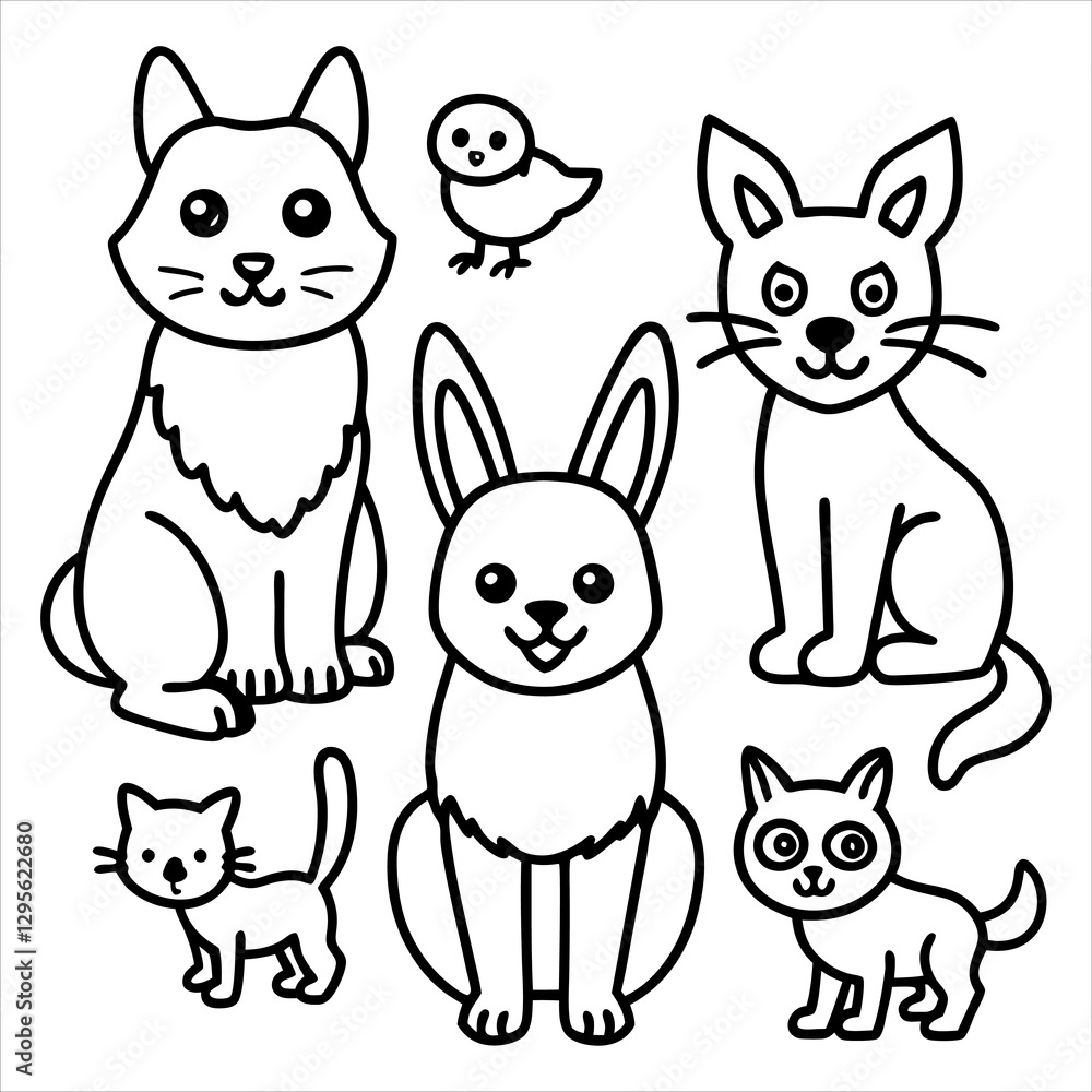 Fototapeta premium Fun and Educational Cute Animal Coloring Pages – Perfect for Learning and Creativity