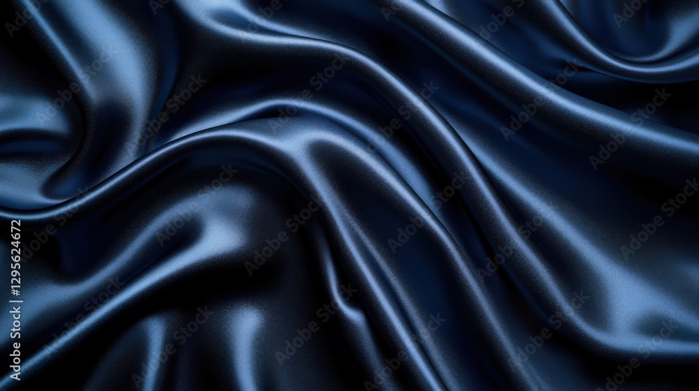 Obraz premium Elegant silk satin robe in deep navy blue with smooth flowing texture