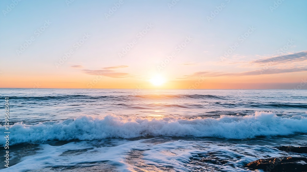 Stunning sunset over ocean waves with vibrant colors creating a serene atmosphere : Generative AI Stunning sunset over ocean waves with vibrant colors creating a serene atmosphere : Generative AI