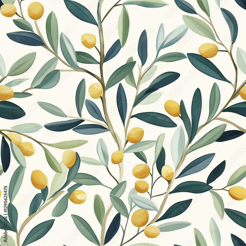 Seamless pattern of olive branch leaves Seamless pattern of olive branch leaves