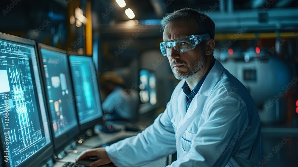 Engineer inspecting a nuclear power facility Engineer inspecting a nuclear power facility
