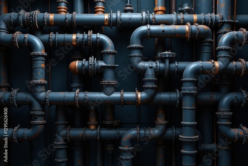 Intricate network of black pipes, industrial texture, network, infrastructure, grunge