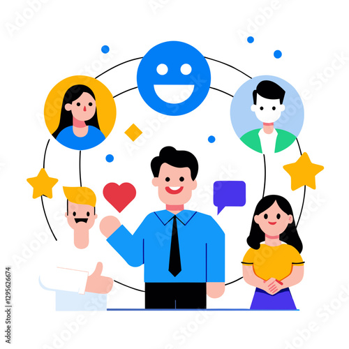Happy diverse business professionals interacting in a virtual setting.