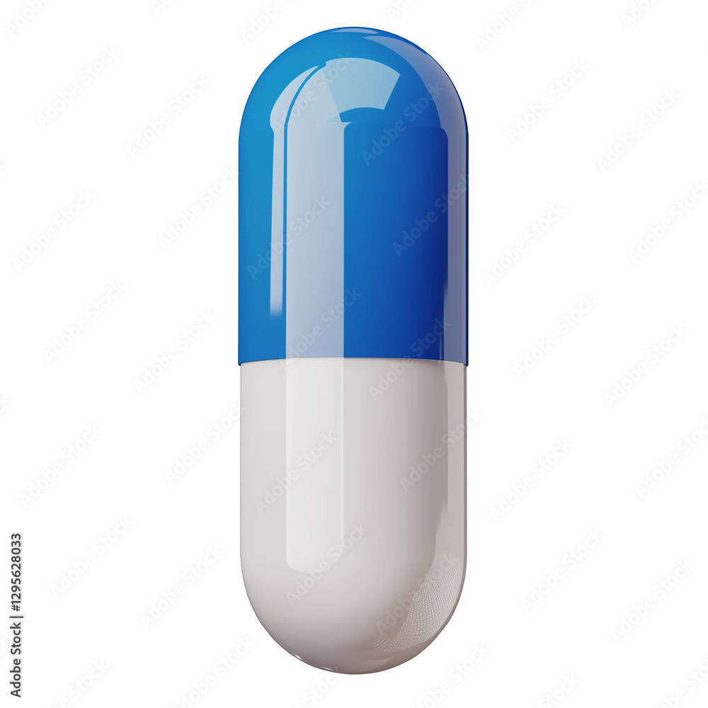 3D Render of Blue and White Capsule, Isolated on Transparent Background 3D Render of Blue and White Capsule, Isolated on Transparent Background