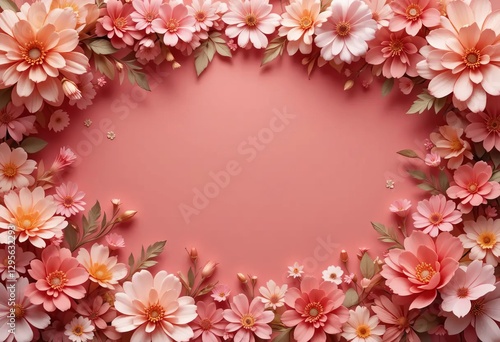 Wallpaper Mural A 3D rendered panoramic background with colorful watercolor flowers and a pastel color background Torontodigital.ca