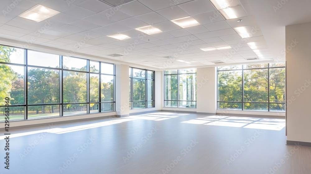 Fototapeta premium Bright and Spacious Modern Office with Large Windows and Natural Light : Generative AI