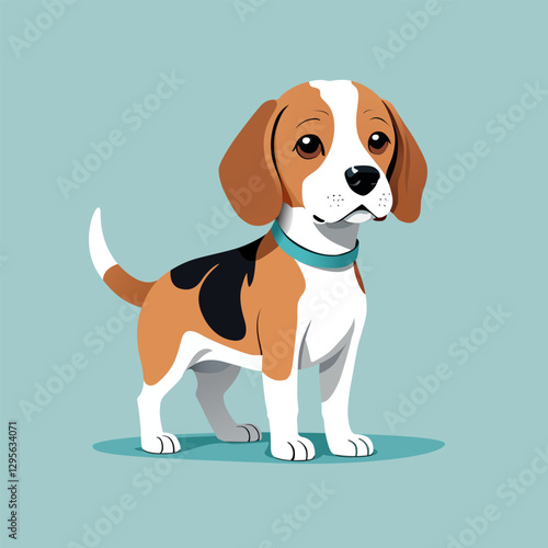 Cute beagle, pet, handmade drawing vector illustration, poster, banner, isolated on background