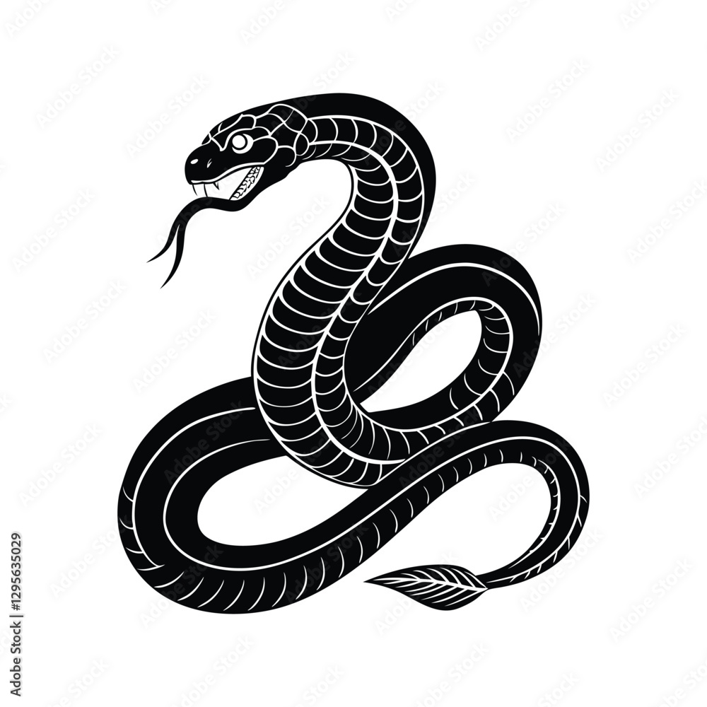 Fototapeta premium Snake silhouette isolated on white background