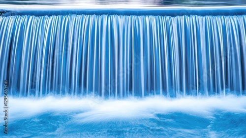Flowing water cascading over dam