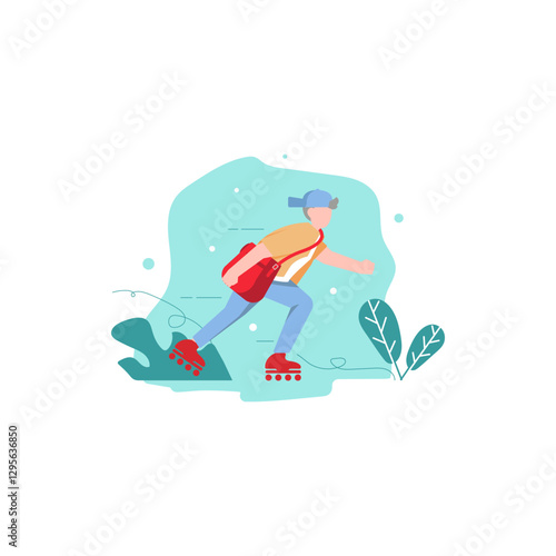 Delivery boy using a rollerblade vector illustration