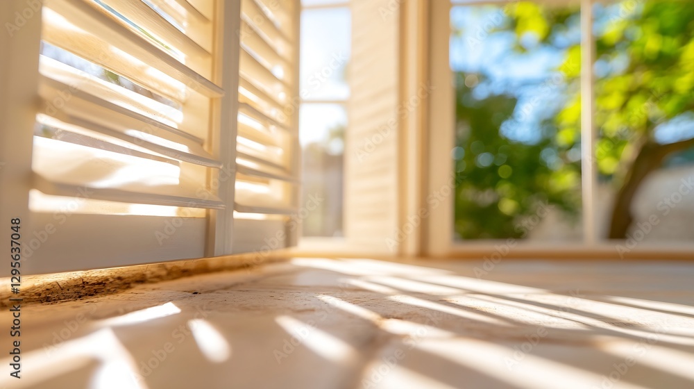 Sunshine Streaming Through Shuttered Window Creating Beautiful Light Patterns : Generative AI Sunshine Streaming Through Shuttered Window Creating Beautiful Light Patterns : Generative AI