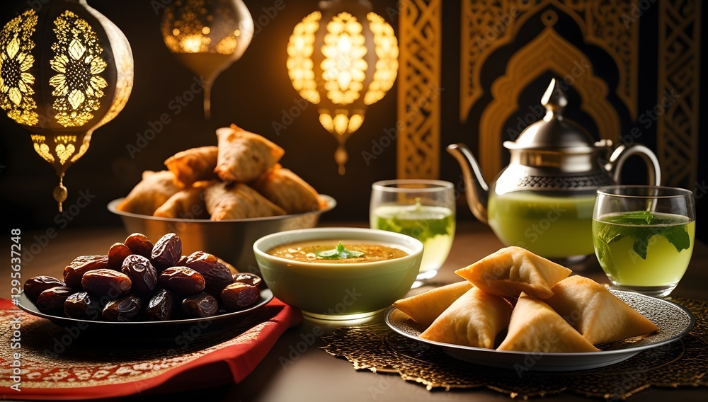 Fototapeta premium Cozy Ramadan Iftar, A Warm and Intimate Feast