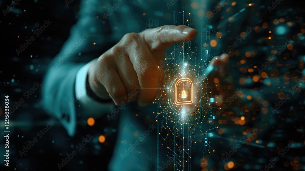 Hand Interacting With Digital Security Interface