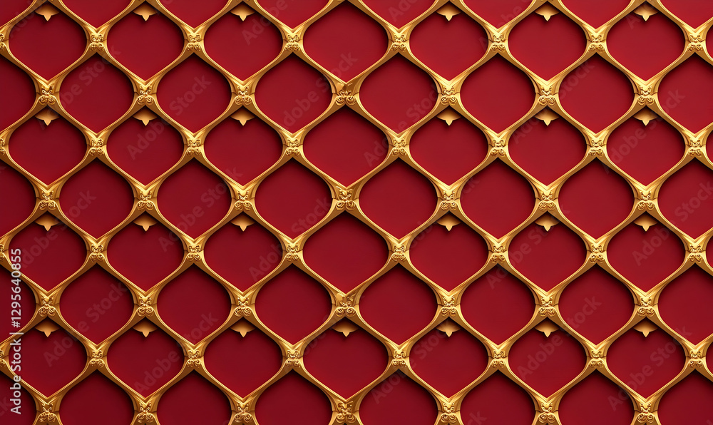Fototapeta premium Elegant Gold Pattern on Rich Red Background for Decorative Design