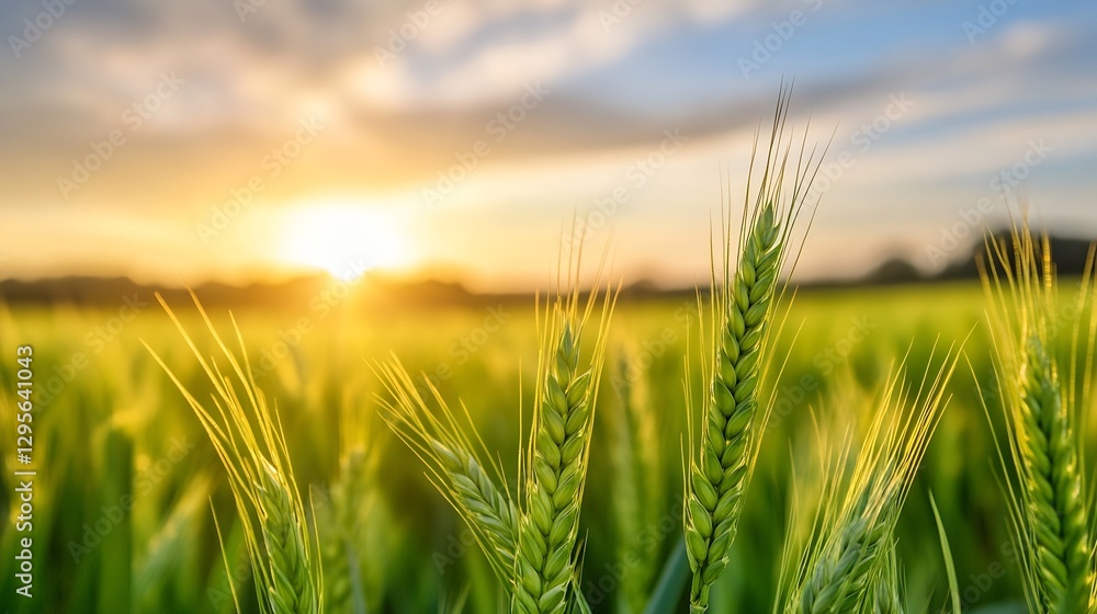 Golden sunlight casting a warm glow over ripe wheat stalks in a picturesque field ready for harvest : Generative AI Golden sunlight casting a warm glow over ripe wheat stalks in a picturesque field ready for harvest : Generative AI