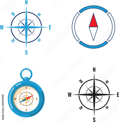 Compass, set of vintage compasses isolated on white background. Web banner, paster, vector, vector illustration.