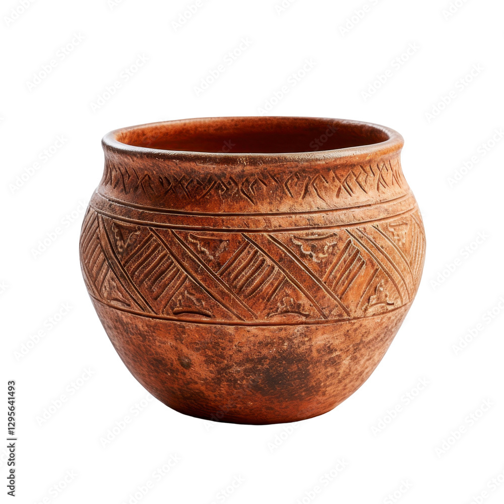 A brown vase with a design on it. isolated on transparent background A brown vase with a design on it. isolated on transparent background