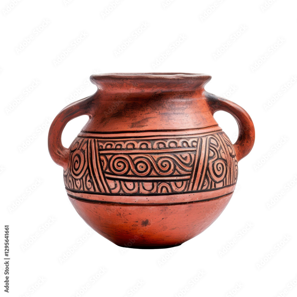 A brown vase with a design on it. isolated on transparent background A brown vase with a design on it. isolated on transparent background