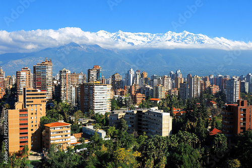 Latin American City with the Andes Nevados in the background