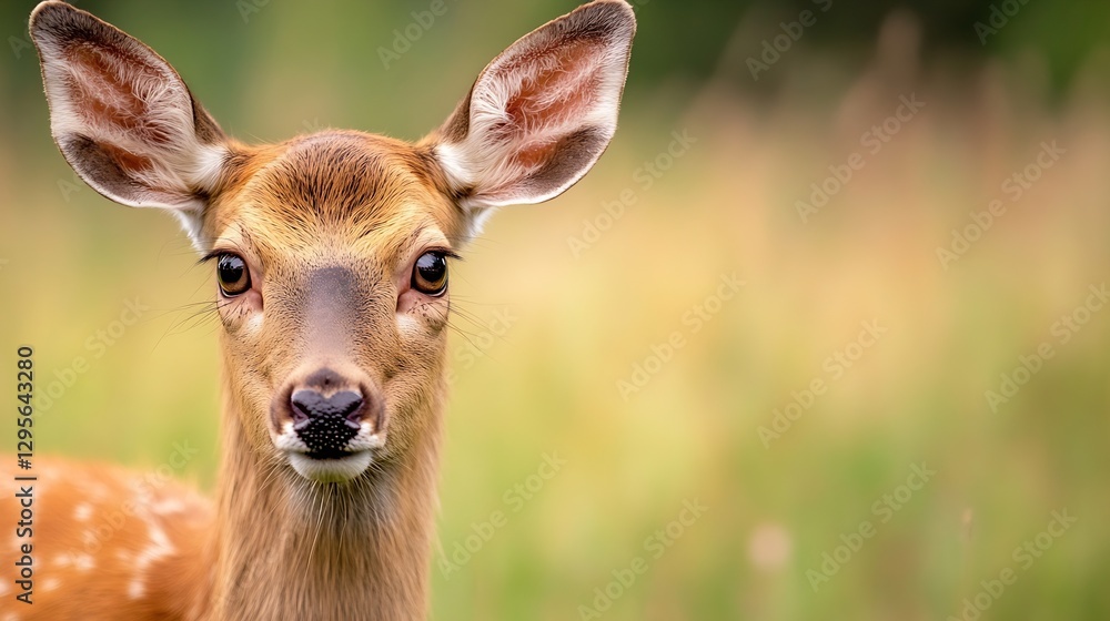 Beautiful closeup portrait of a young deer with large ears and a gentle expression in a natural setting : Generative AI Beautiful closeup portrait of a young deer with large ears and a gentle expression in a natural setting : Generative AI
