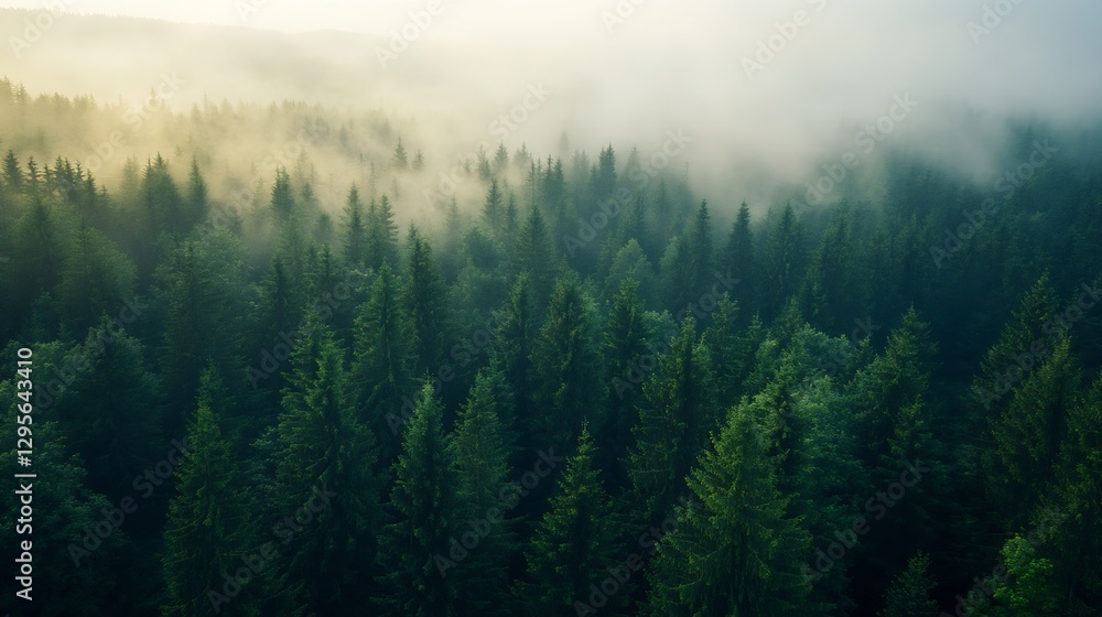 Lush Green Forest Surrounded by Mist and Fog in a Breathtaking Natural Landscape : Generative AI Lush Green Forest Surrounded by Mist and Fog in a Breathtaking Natural Landscape : Generative AI