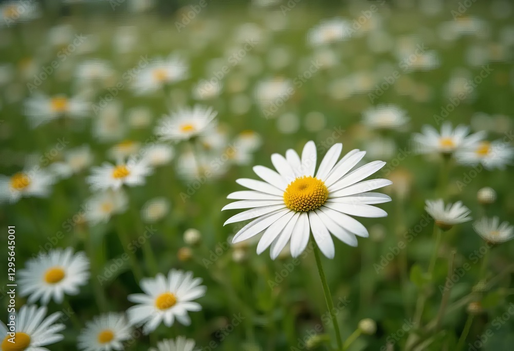 A close-up of a field of chamomile flowers swaying in the wind A close-up of a field of chamomile flowers swaying in the wind