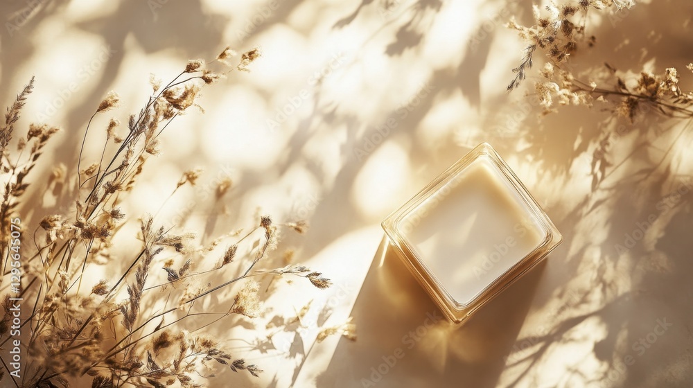 A serene composition featuring a candle surrounded by dried flowers on a soft pastel surface. This image evokes a sense of tranquility and relaxation, perfect for wellness themes. A serene composition featuring a candle surrounded by dried flowers on a soft pastel surface. This image evokes a sense of tranquility and relaxation, perfect for wellness themes.