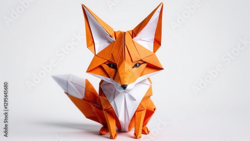  Exquisite origami fox crafted from vibrant orange paper