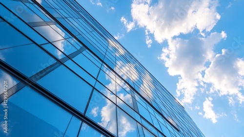 Wallpaper Mural Modern Glass Building Reflecting Blue Sky and Clouds : Generative AI Torontodigital.ca