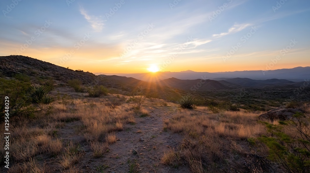 Stunning Desert Sunset with Hills and Valleys Bathed in Golden Light : Generative AI Stunning Desert Sunset with Hills and Valleys Bathed in Golden Light : Generative AI