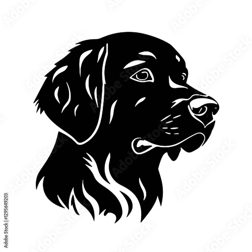 Golden Retriever - Vector black dog silhouette isolated
