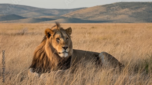 lion in the savannah