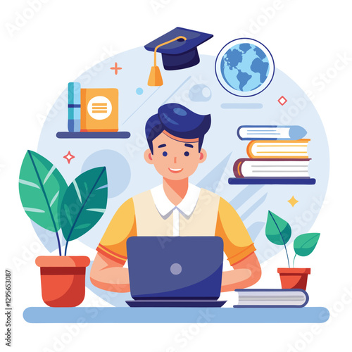 a Working person sitting