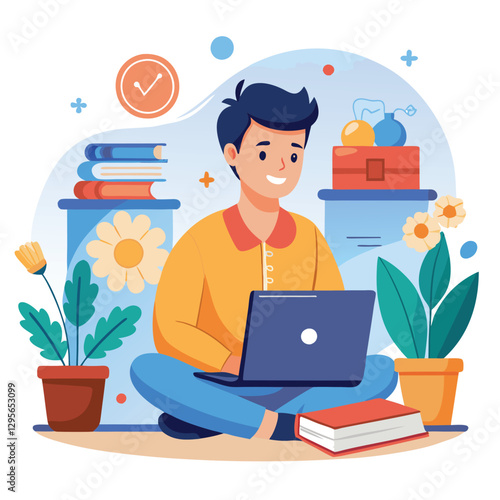 a Working person sitting