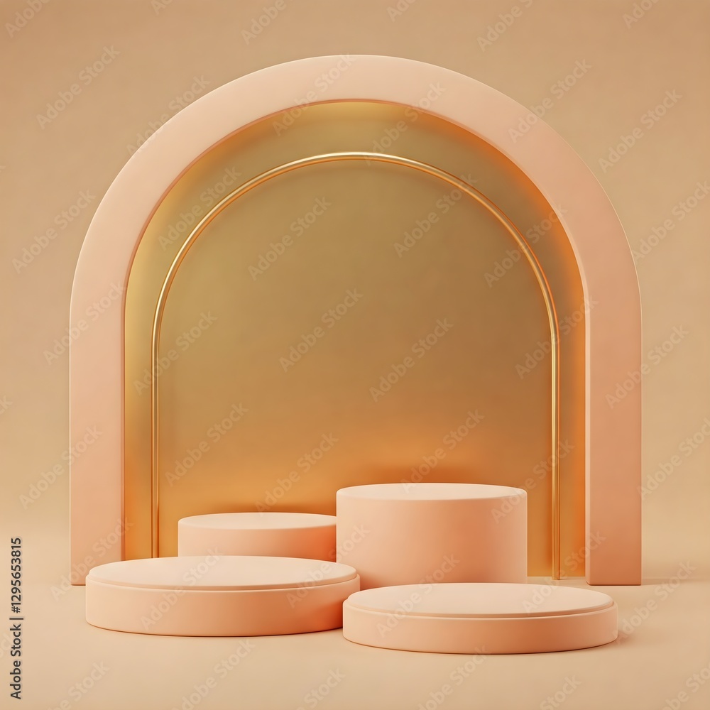 Elegant Peach Gold Arch Product Display Background Elegant Peach Gold Arch Product Display Background