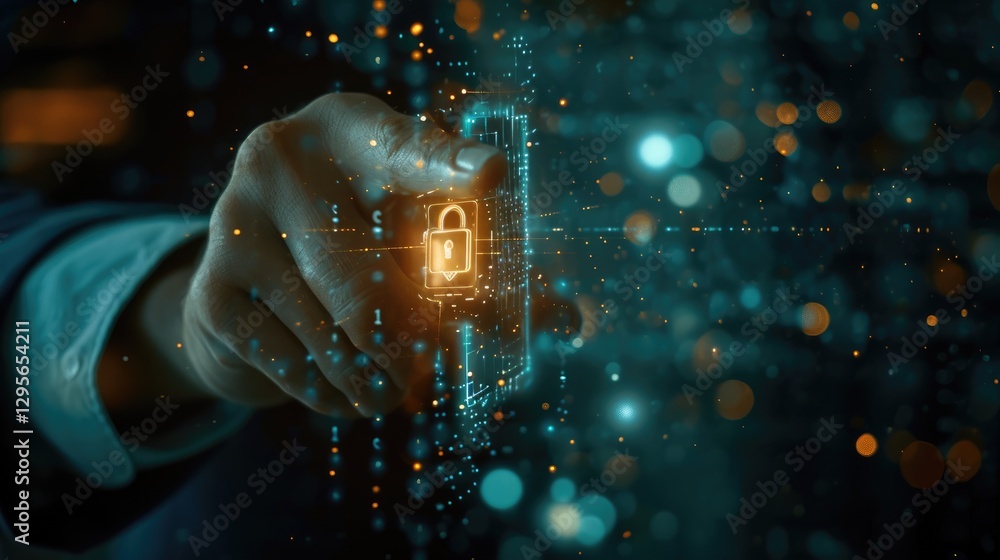 Hand Interacting With Digital Lock Security System