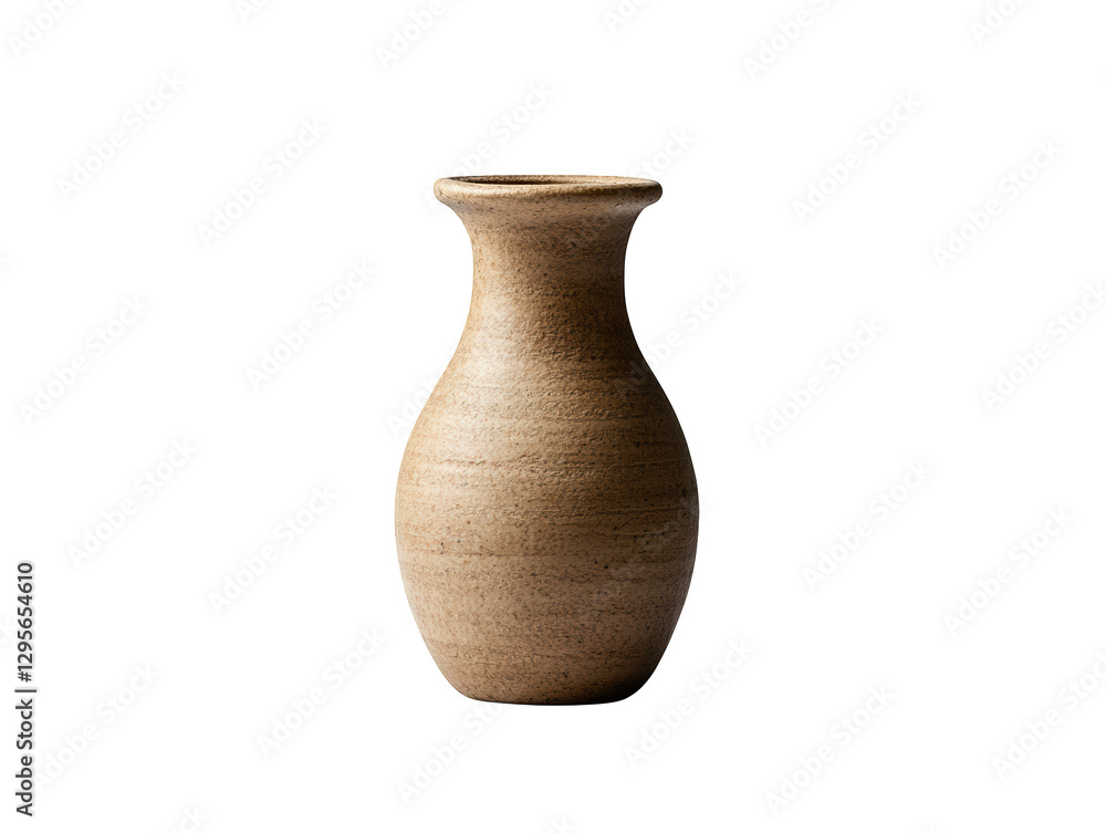 A simple, elegant pottery vase with a smooth surface and a rounded body, showcasing natural clay tones. A simple, elegant pottery vase with a smooth surface and a rounded body, showcasing natural clay tones.