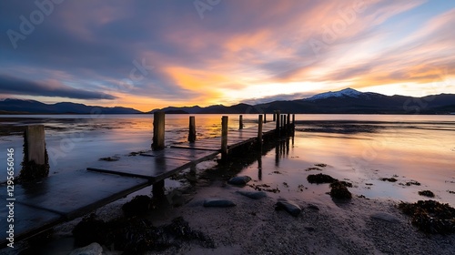 Wallpaper Mural Peaceful Sunset over a Pier on Calm Water in Nature : Generative AI Torontodigital.ca