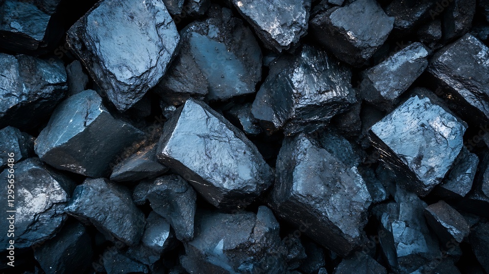 Abstract Close Up of Dark Coal Rocks Displaying Mineral Texture in a Natural Setting : Generative AI