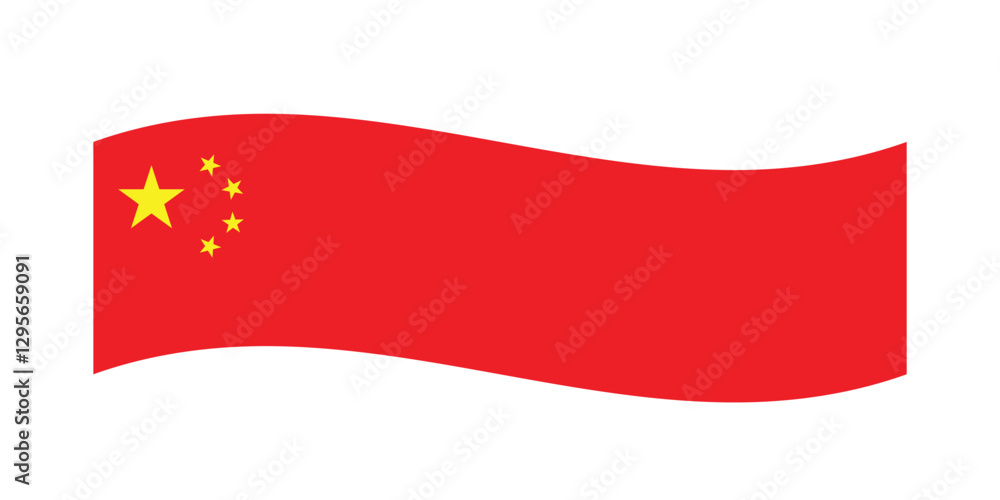 Obraz premium Flag of China. China wavy flag. Flag icon. Wavy streamers. A long banner. Standard color. Long ribbon flag. Digital illustration. Vector illustration.