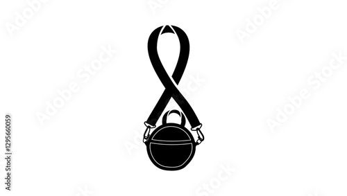 round handbag, black isolated silhouette