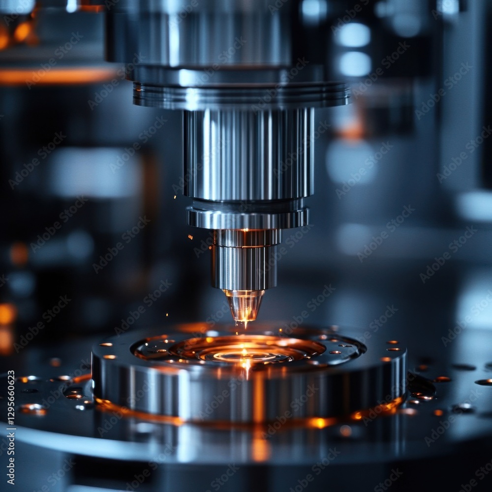High-Precision CNC Machine Tool in Industrial Manufacturing Setting High-Precision CNC Machine Tool in Industrial Manufacturing Setting