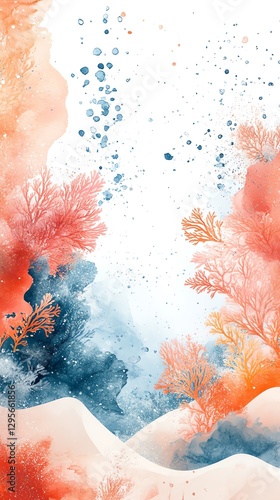 Abstract Coral Reef Watercolor Painting Ocean Art Print